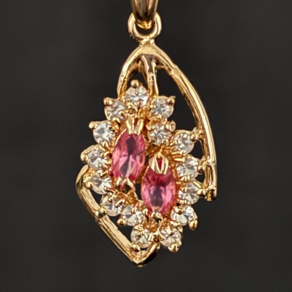 Vintage Swarovski Crystal Pendant Necklace, Dolphin Ore 18k Gold Electroplate